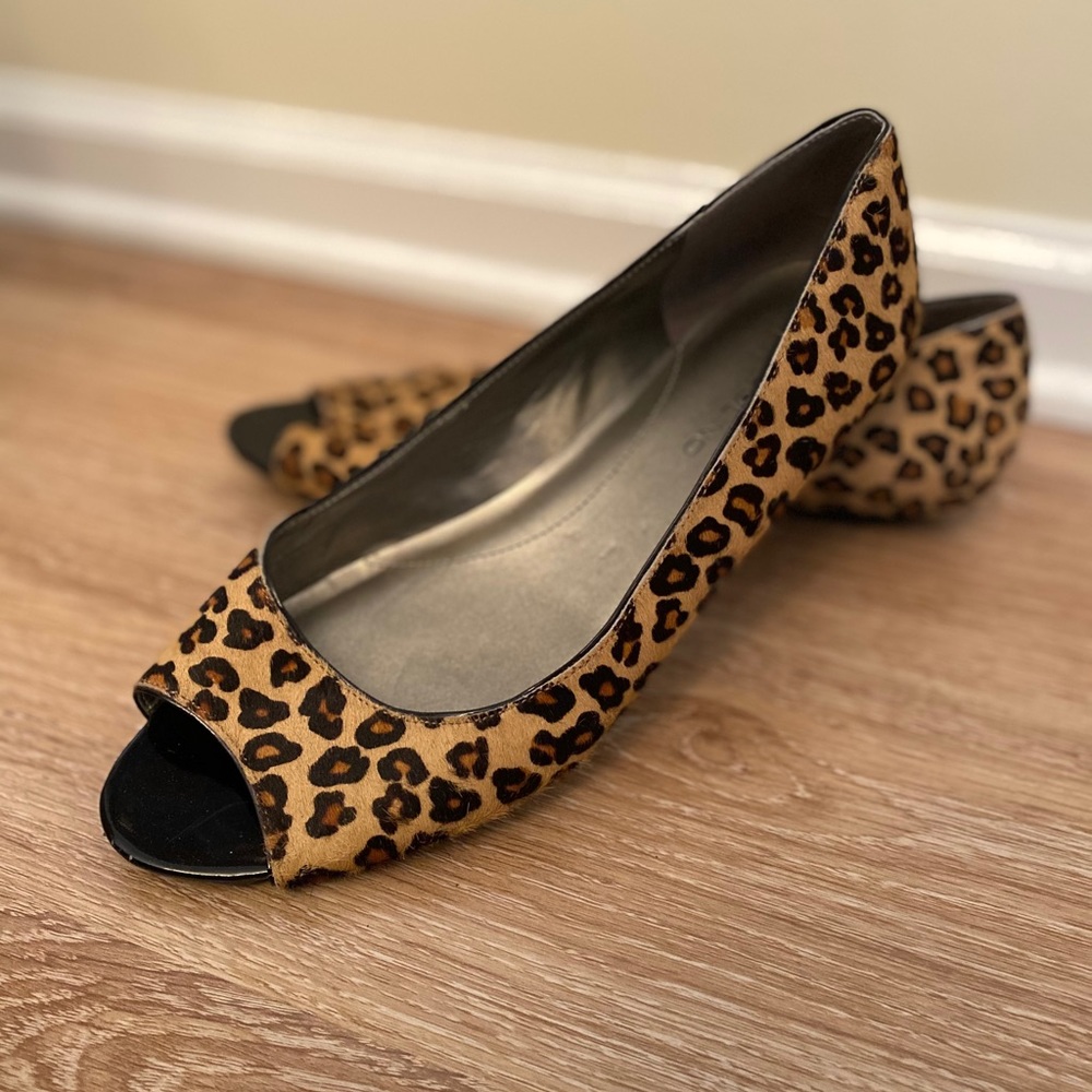 Bandolini Flat REAL fur cheetah print, size 9.5
